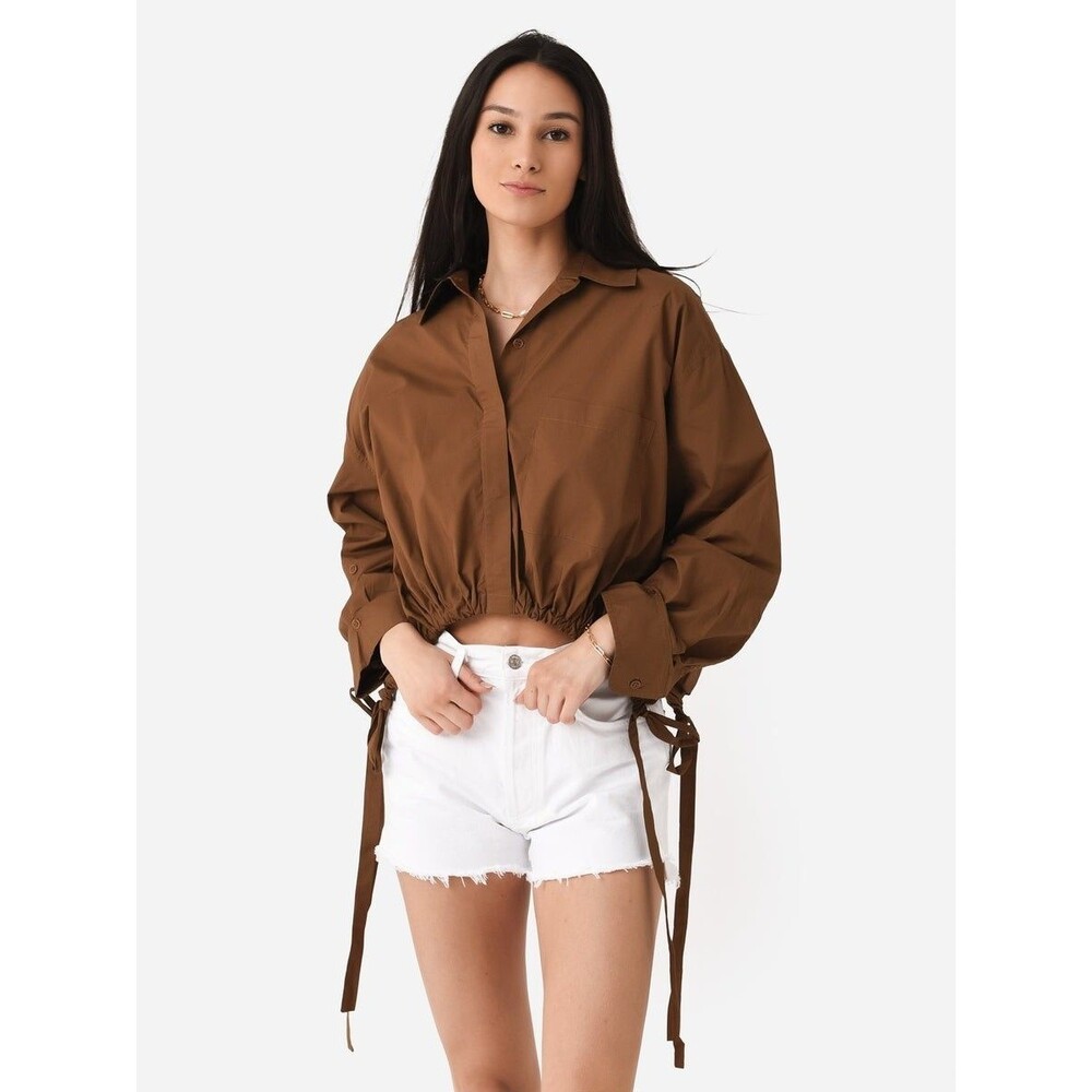 ❤️ Citizens of Humanity Alexandra Blouse Top Cropped Buttondown Solid XS 285827